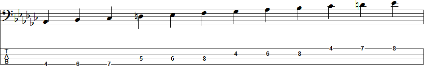 E-flat Harmonic Minor Scale Position 4